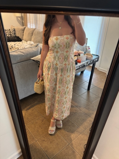 Linen Blend Strapless Drop-Waist Maxi Dress | Nuuly
