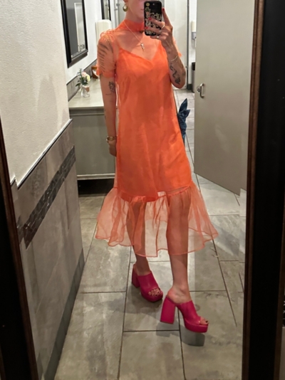 Charlotte Short-Sleeve Organza Midi Dress | Nuuly
