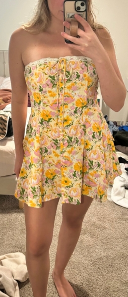 Linen Blend Strapless Mini Dress | Nuuly