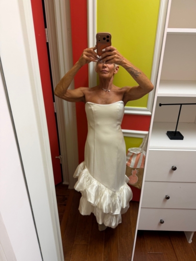 Flamenco-Hem Asymmetrical Midi Dress