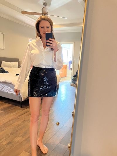 Buttondown Sequin Twofer Mini Dress | Nuuly