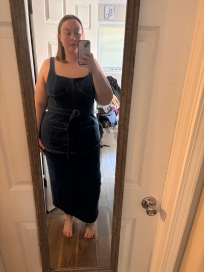 geisha designs corset denim midi dress Corset Denim Midi Dress