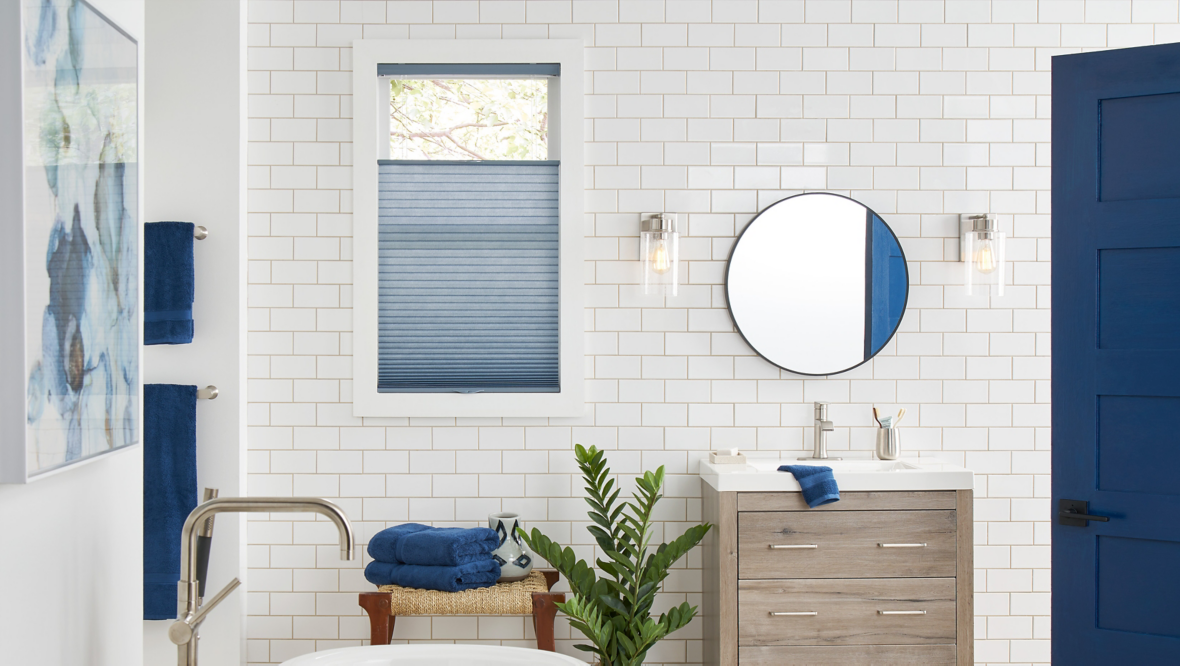 ELEMENTS® Top Down Bottom Up Cellular Shades | Oasis Bathroom 