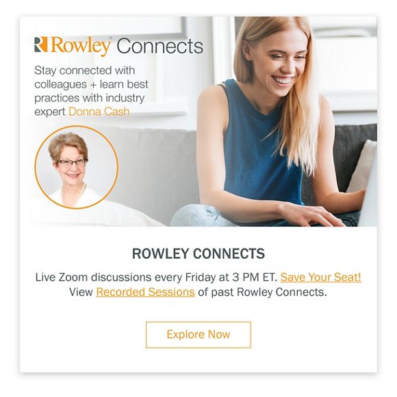 Stay connected with colleagues plus learn best practices with industry expert Donna Cash. Live Zoom discussions every Friday at 3 PM ET.