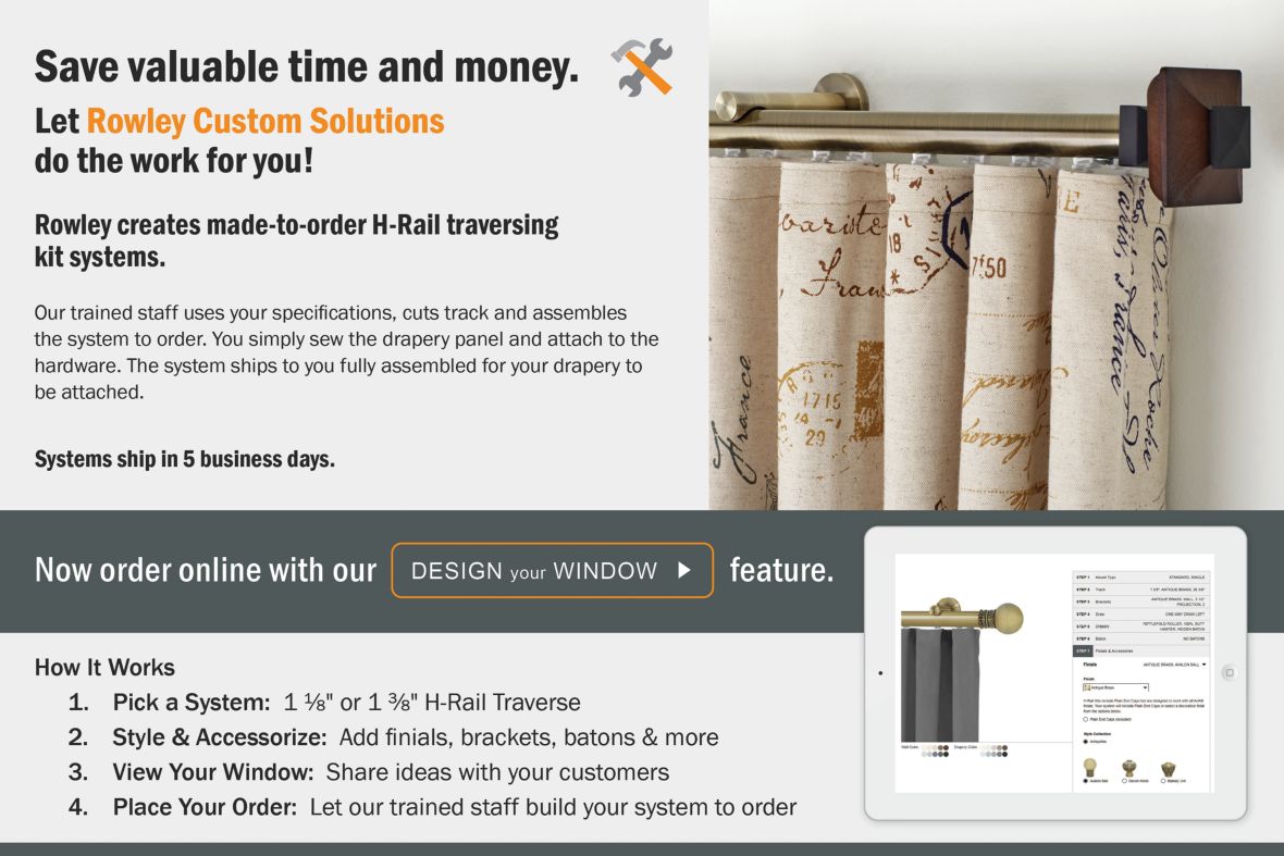 Custom H Rail Traversing Kit Systems Rowley Company