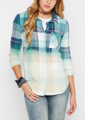 dip dye plaid shirt