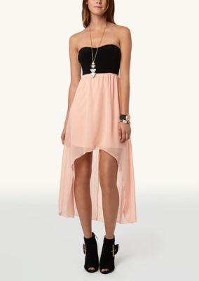 pink chiffon high low dress