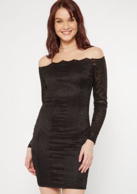 black crochet one shoulder dress