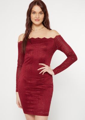 burgundy crochet dress