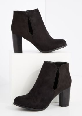 black stacked heel bootie