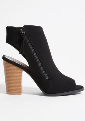 Black Faux Leather Open Toe Block Heels | Peep Toes | rue21