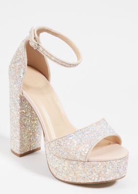 glitter platform block heels