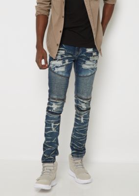 black ripped moto jeans