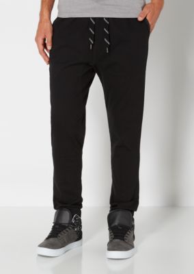 mens black twill joggers