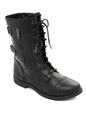 double buckle combat boots