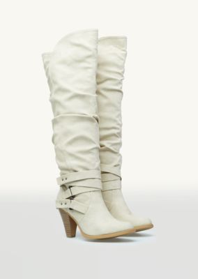 Ivory Ruched Wrap Buckle Boot | rue21