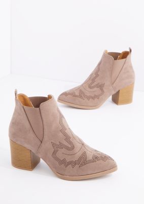 taupe western booties