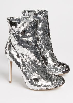 silver sequin booties