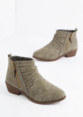 gray strappy booties