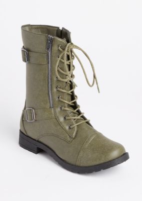 olive combat boots women's