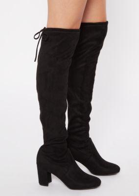 over the knee black block heel boots