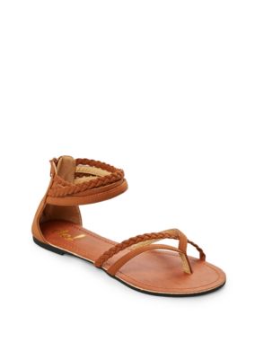 cognac sandals flat