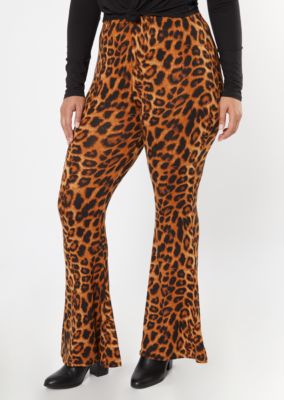 plus size leopard flare pants