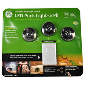 GE Remote Control LED Puck Lights - 3 pk