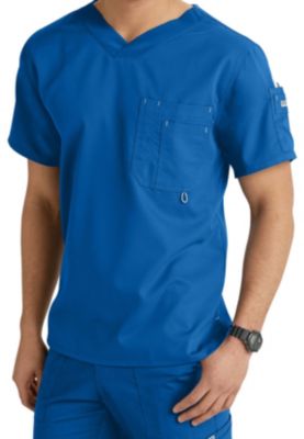 Greys Anatomy Mens 3 Pocket High V Neck Scrub Tops Scrubs And Beyond 3397