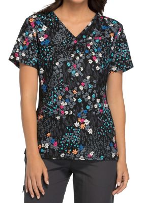 Cherokee Flexibles Meadow Breeze V-neck Print Scrub Tops | Scrubs & Beyond