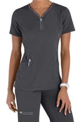 scrub tops with zipper pockets