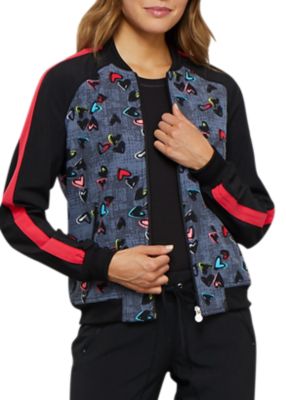 Infinity By Cherokee Marked Hearts Full Zip Print Scrub Jackets ...