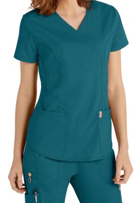 Code Happy Bliss Mock Wrap Scrub Tops With Certainty | Scrubs & Beyond