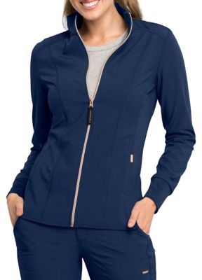 Statement By Cherokee Inspirational Rose Gold Zipper Scrub Jackets