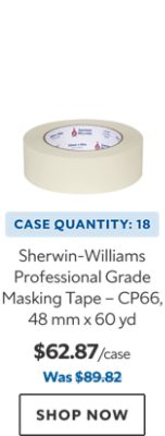 Sherwin-Williams Professional Grade Masking Tape - CP66, 48 mm x 60 yd. Case Quantity: 18. $62.87. Was $89.82. Shop now.