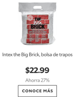 Intex the Big Brick, bolsa de trapos. $22.99. Ahorra 27%. Conoce más.