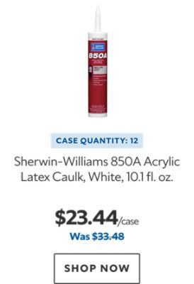 Sherwin-Williams 850A Acrylic Latex Caulk, White, 10.1 fl. oz. Case Quantity: 12. $23.44. Was $33.48. Shop now.