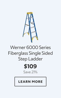 Werner 6000 Series Fiberglass Single Sided Step Ladder. $109. Save 21%. Learn more.
