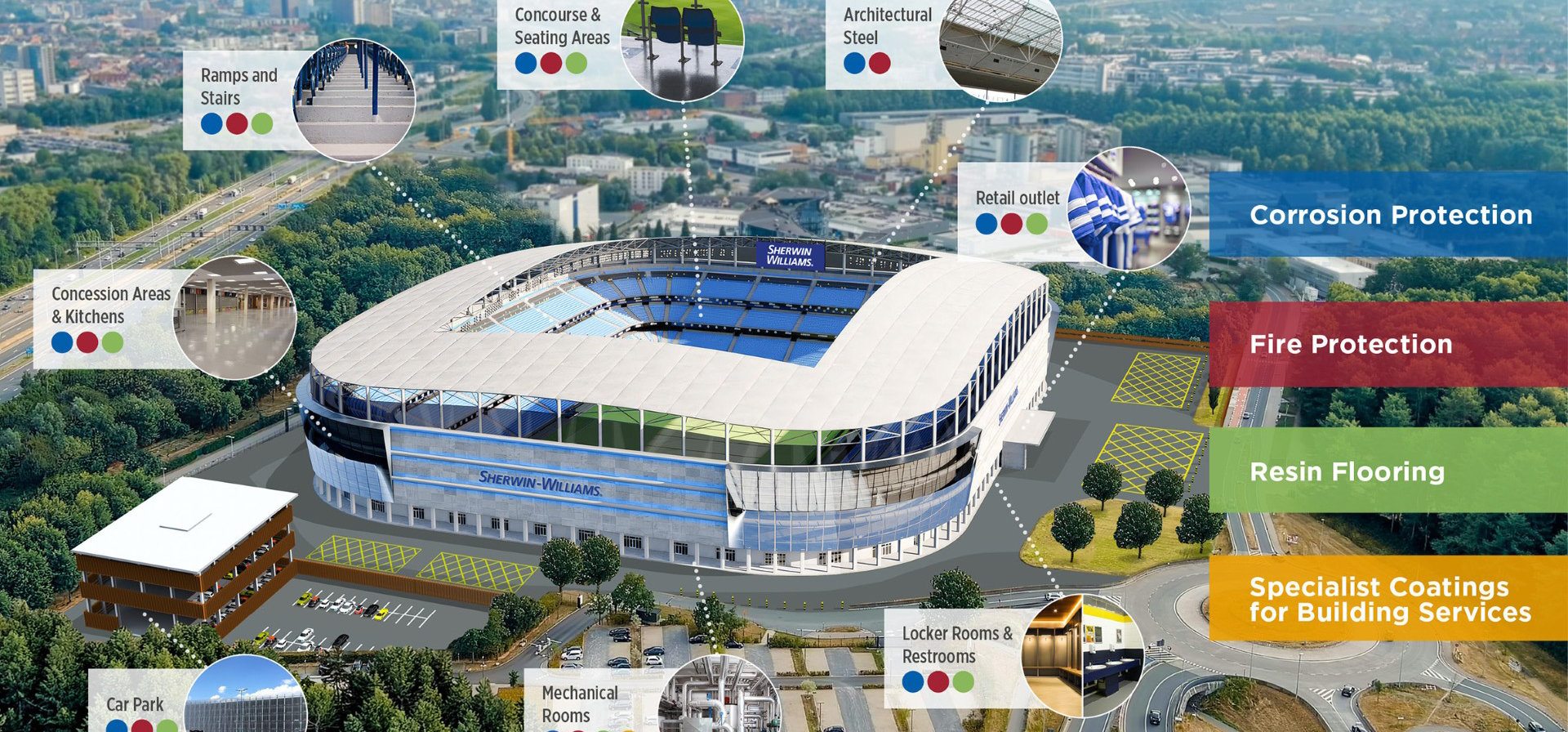 graphic showing different areas of a stadium
