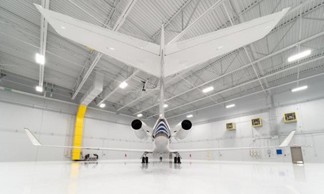 aircraft-on-light-gray-hangar-floor