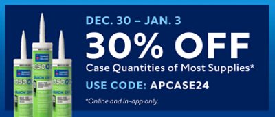 30% off Case Quantities of Most Supplies. December 30th - January 3rd. Use Code: APCASE24.