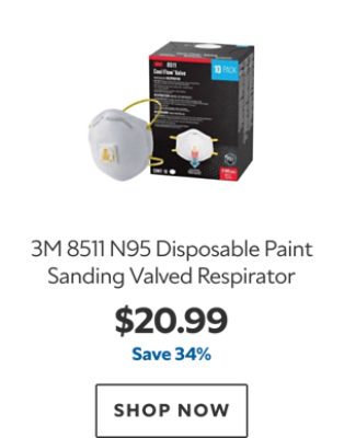 3M 8511 N95 Disposable Paint Sanding Valved Respirator. $20.99, save 34%. Shop now.