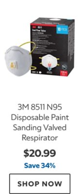 3M 8511 N95 Disposable Paint Sanding Valved Respirator. $20.99, save 34%. Shop now.