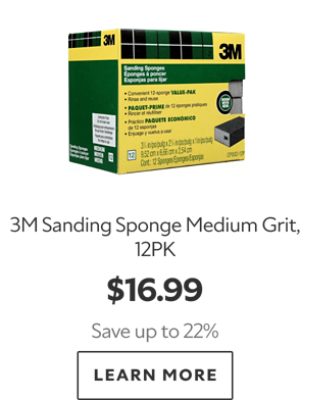 3M Sanding Sponge Medium Grit, 12PK. $16.99. Save 22%. Learn more. 