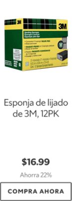 Esponja de lijado de 3M, 12PK. $16.99. Ahorra 22%. Compra ahora.