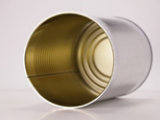 open food can on side showing internal coating