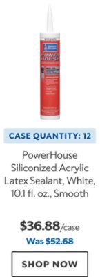 PowerHouse Siliconized Acrylic Latex Sealant, White, 10.1 fl. oz., Smooth. Case Quantity: 12. $36.88. Was $52.68. Shop now.