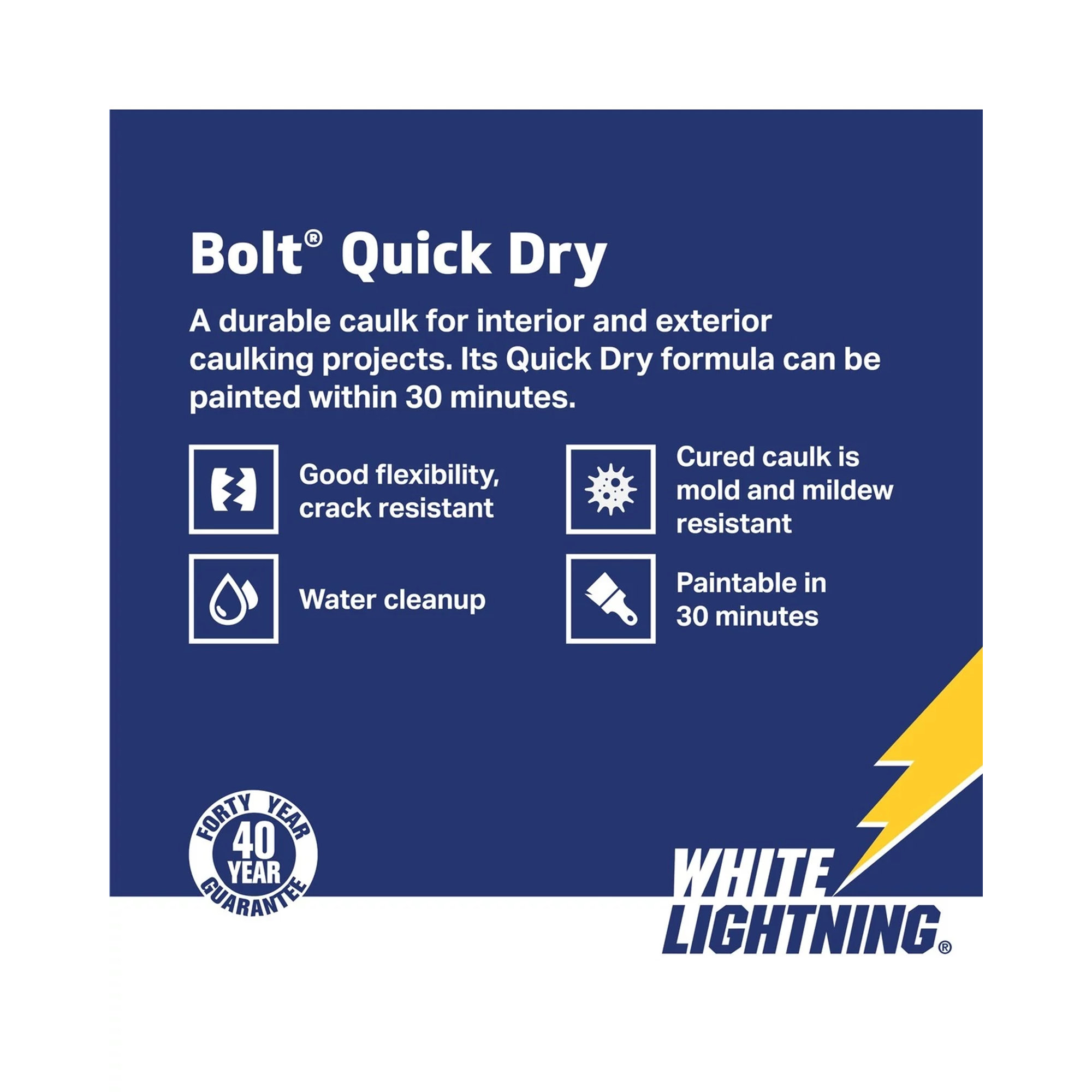 White Lightning® BOLT® Quick Dry Siliconized Acrylic Latex Caulk