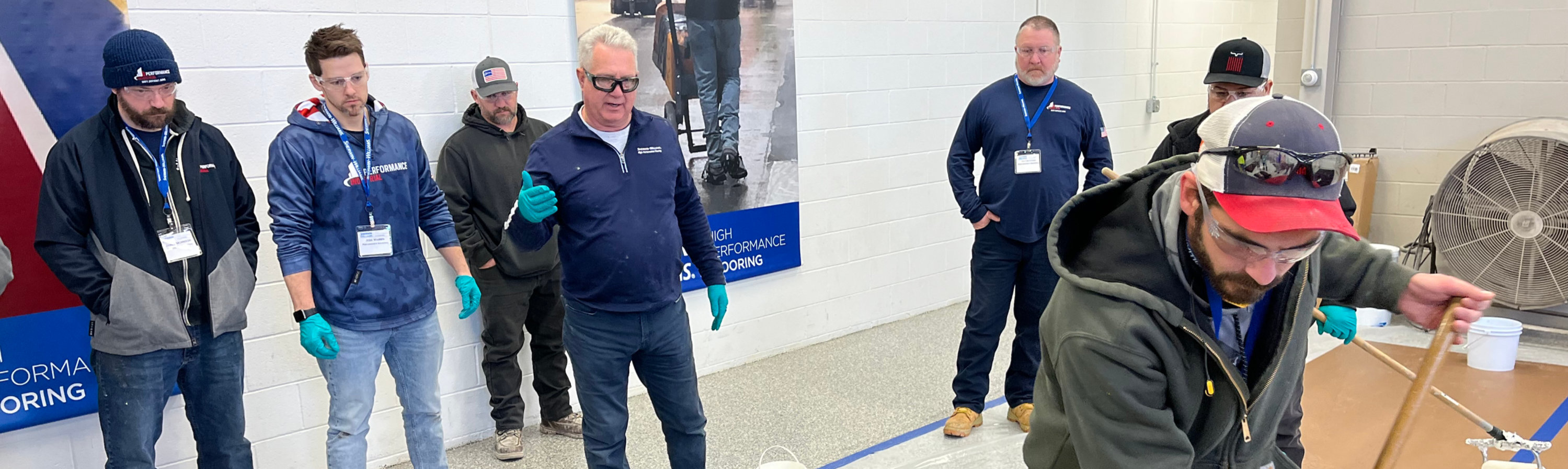 Flooring contractors attending an training