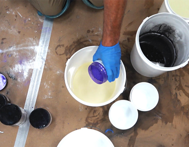 Adding pigment in the field.